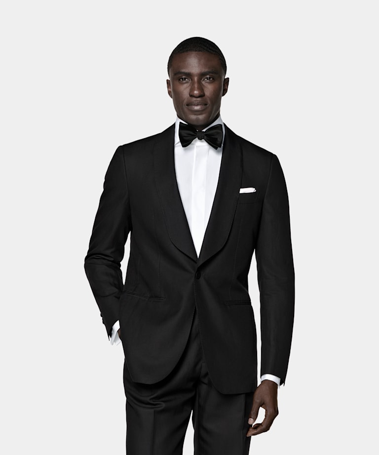 SUITSUPPLY Estate Lyocell Lino Cotone - Di Sondrio, Italia Smoking Havana nero tailored fit