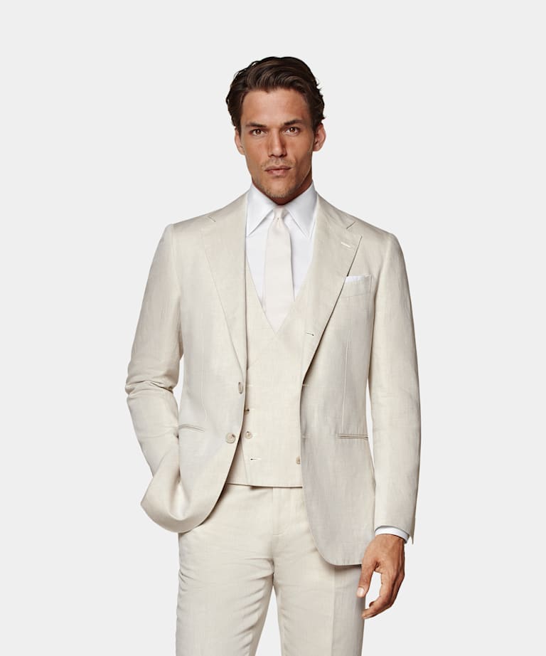 Sand Tailored Fit Three-Piece Havana Suit