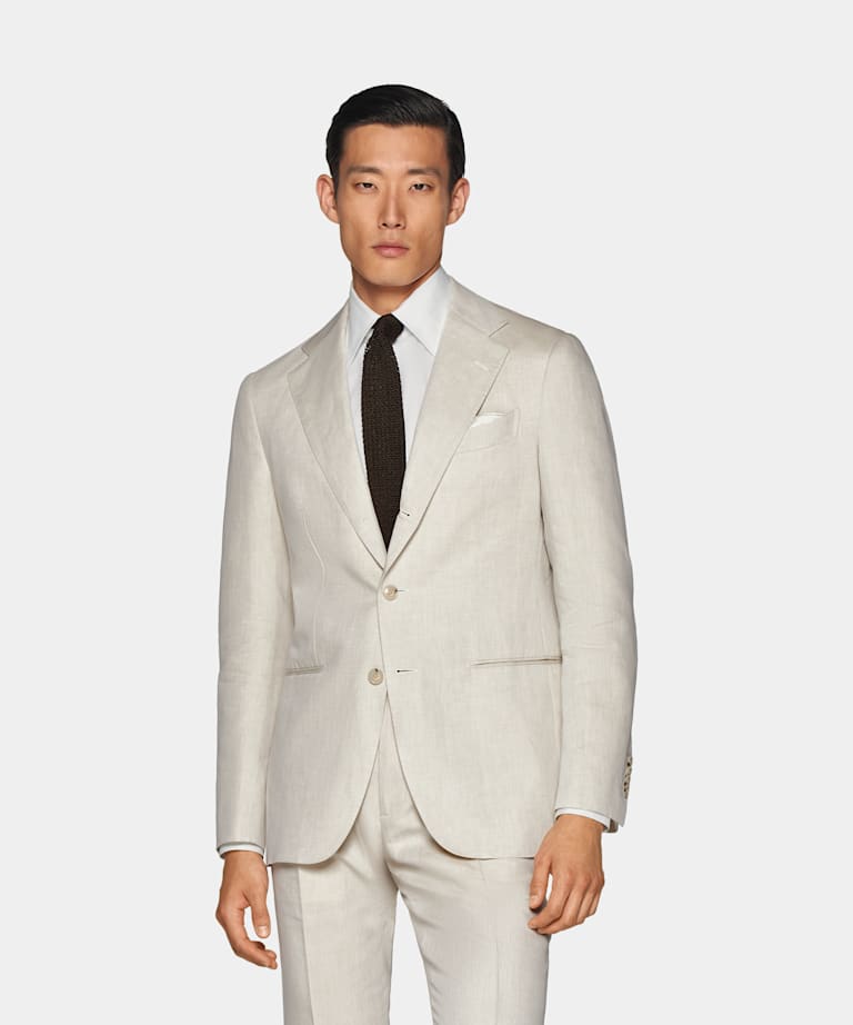 SUITSUPPLY Été Lin, coton - Di Sondrio, Italie Costume Havana coupe Tailored sable