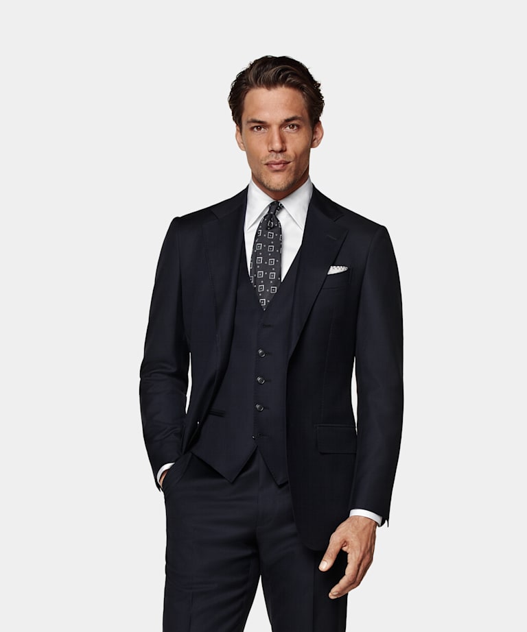 Navy Three-Piece Tailored Fit Havana Suit