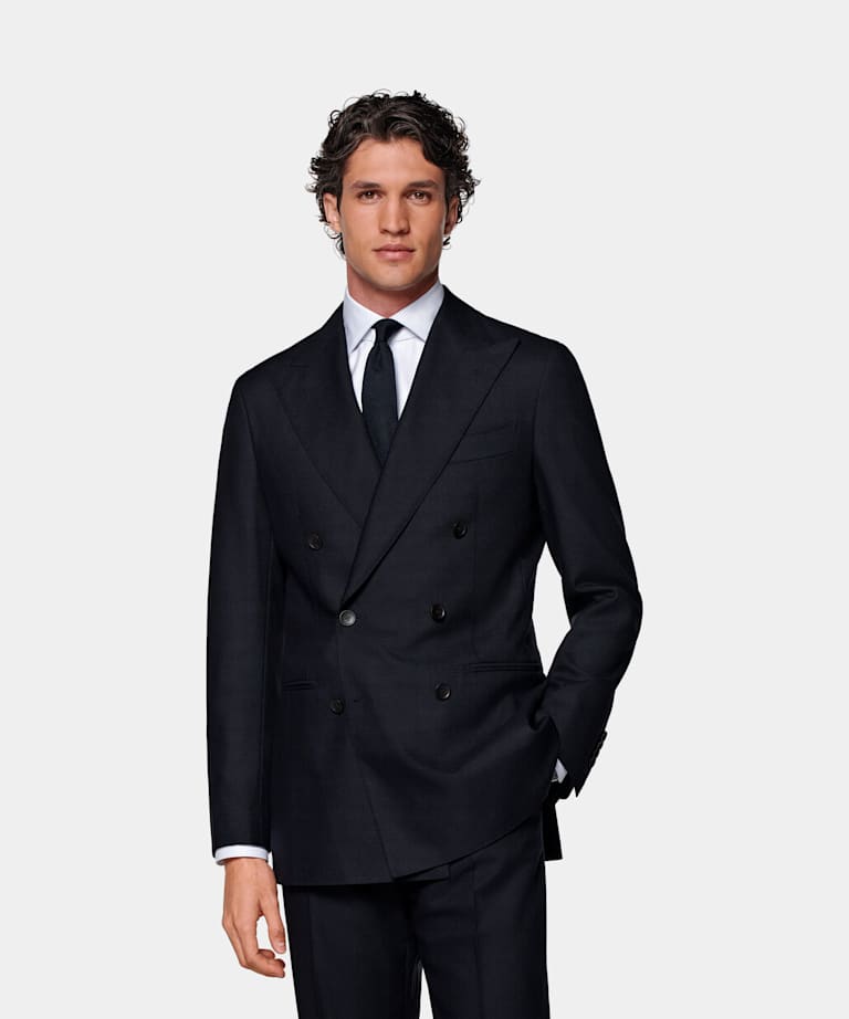 SUITSUPPLY All season Pure 4fach Traveller Schurwolle von Rogna, Italien Havana Anzug navy Tailored Fit