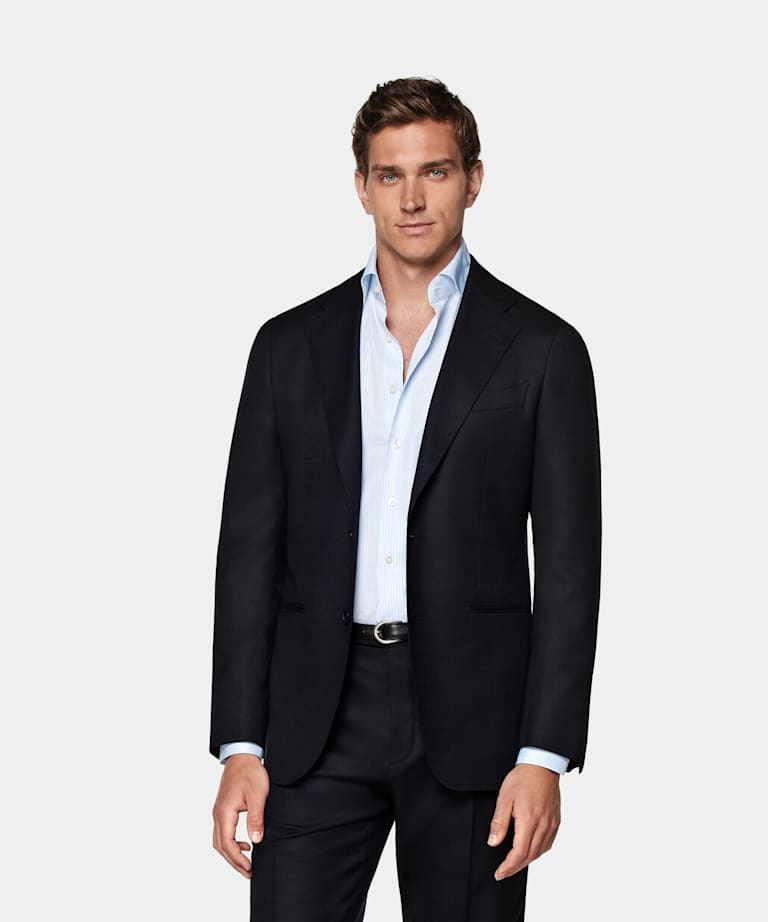SUITSUPPLY Inverno Flanella di pura lana S120's - Vitale Barberis Canonico, Italia Abito Havana blu navy tailored fit