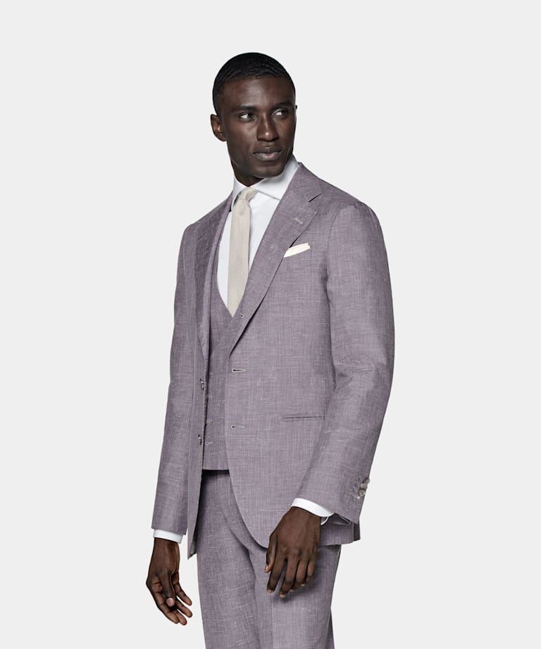  Purple Three-Piece Tailored Fit Lazio Suit