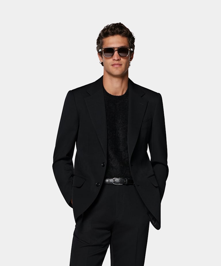 SUITSUPPLY All season Laine 4 fils infroissable par Rogna, Italie Costume Milano coupe Tailored noir