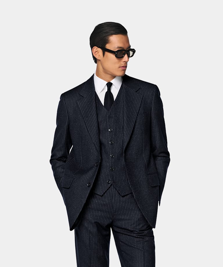 SUITSUPPLY Winter Pure Wool by Savile Clifford, United Kingdom Navy Relaxed Fit Roma Suit
