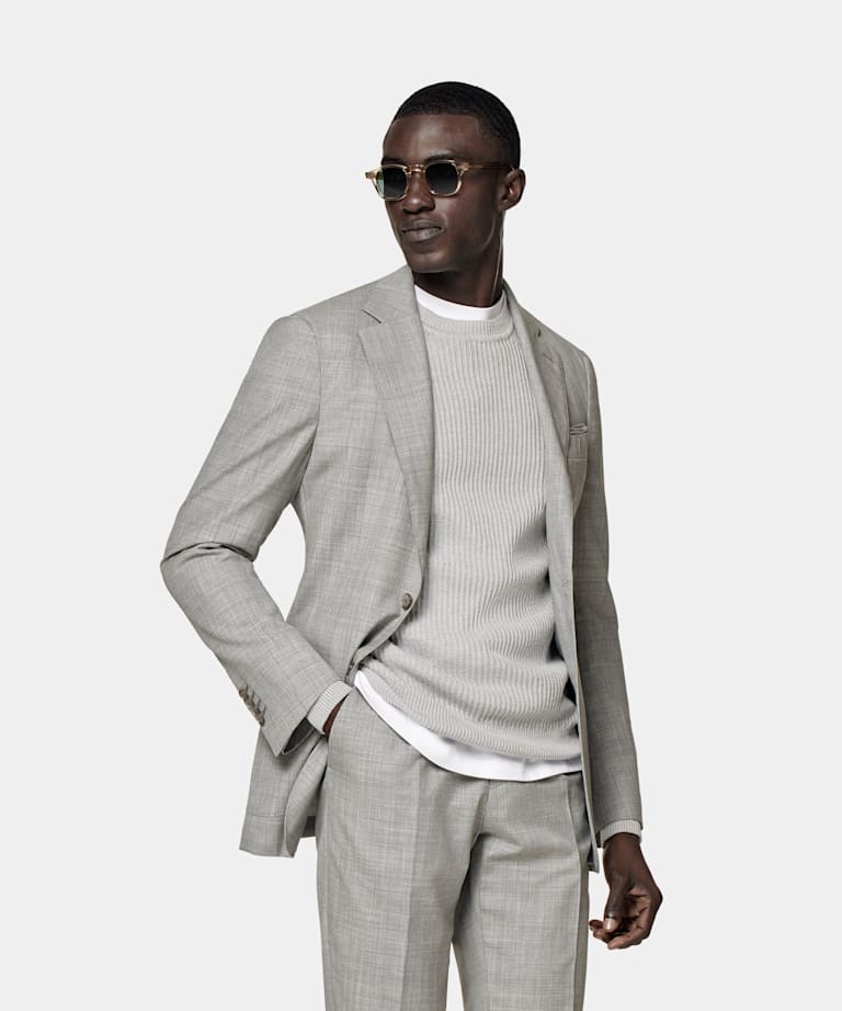  Light Grey Tailored Fit Havana Suit