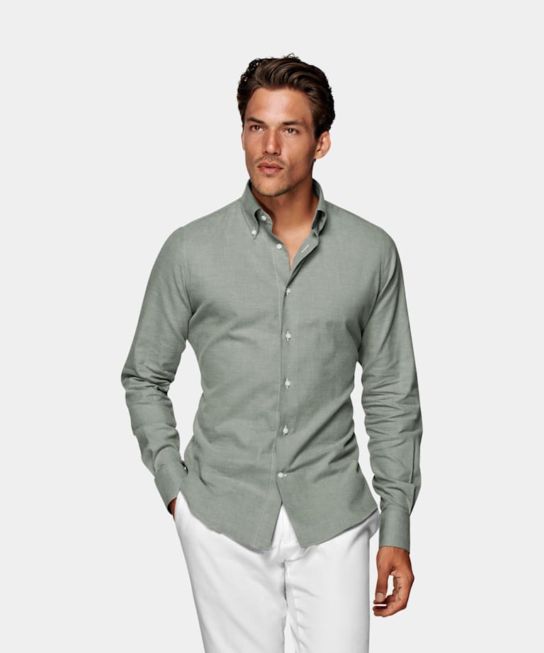 light gray button up shirt