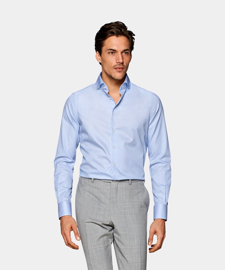 Light Blue Royal Oxford Slim Fit Shirt In Pure Cotton, 48% OFF