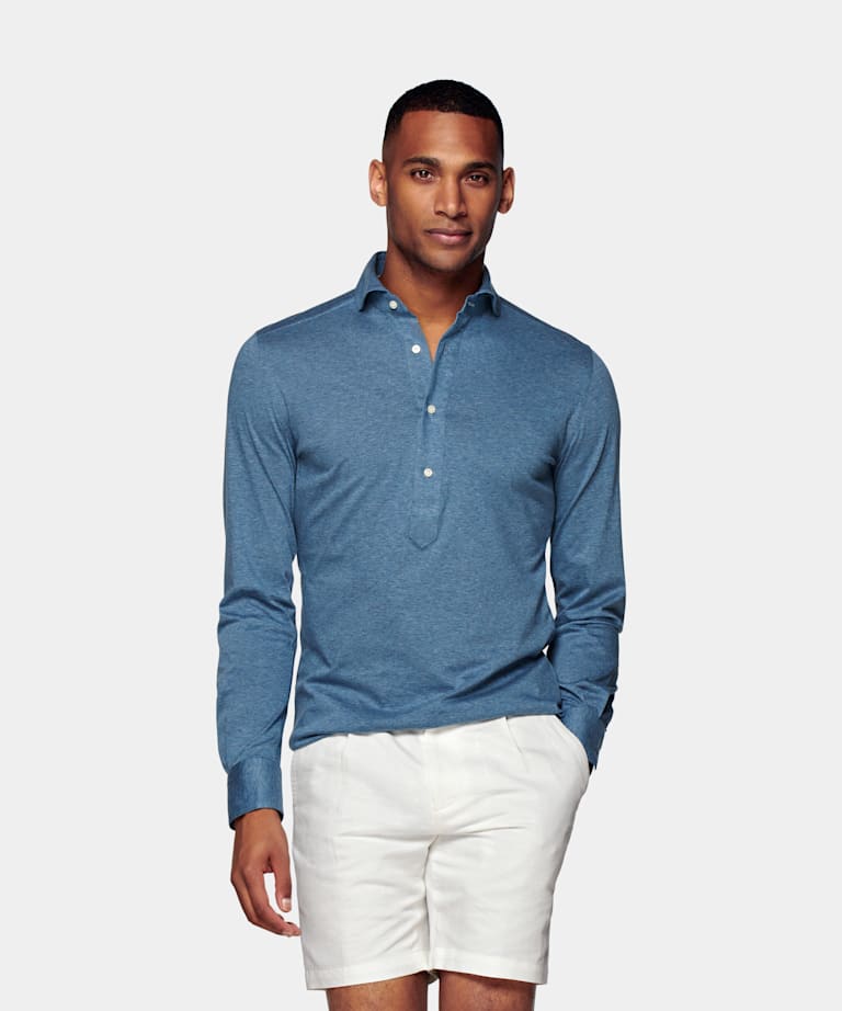Mid Blue Slim Fit Shirt | Egyptian Cotton Denim | Suitsupply Online Store
