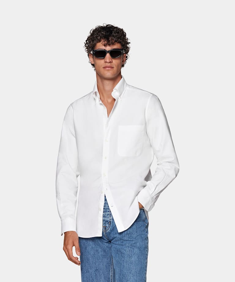 SUITSUPPLY Algodón egipcio de Testa Spa, Italia Camisa Oxford corte Slim blanca