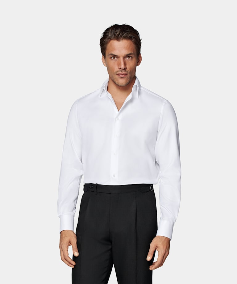SUITSUPPLY Coton Pima Traveller - Weba, Suisse Chemise coupe Tailored en twill blanche