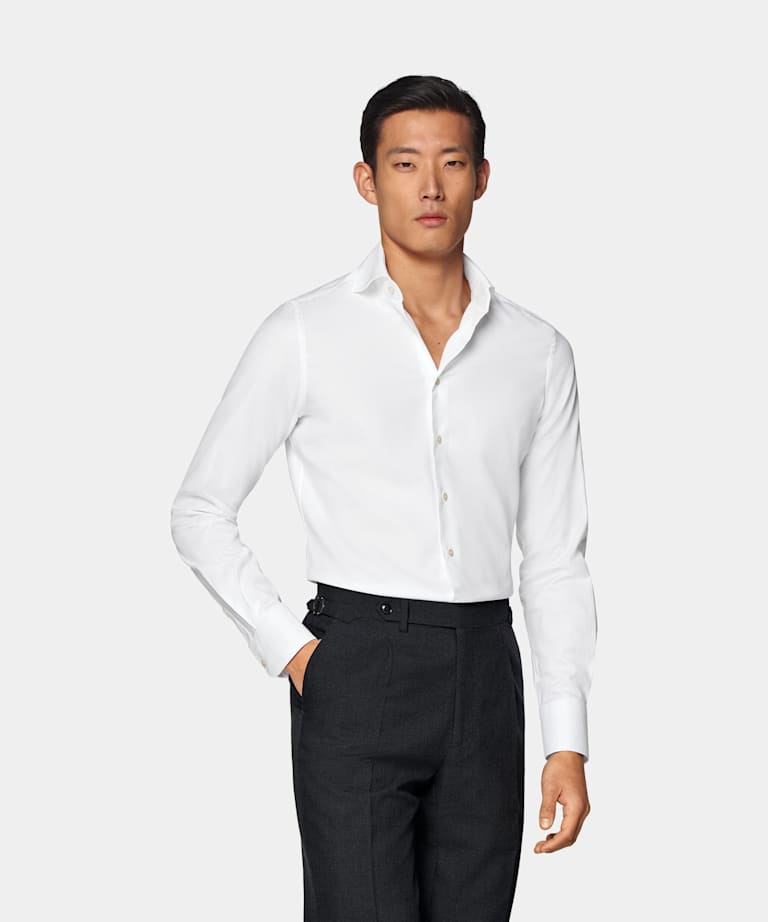 SUITSUPPLY Egyptian Cotton by Albini, Italy White Twill Tailored Fit Shirt