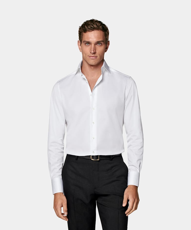 SUITSUPPLY Egyptian Cotton by Thomas Mason, Italy White Twill Tailored Fit Shirt