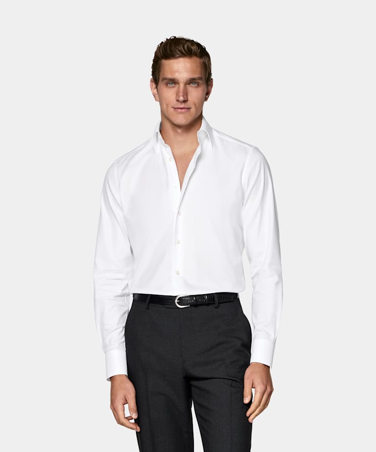 SUITSUPPLY Egyptian Cotton by Albini, Italy White Classic Collar Shirt