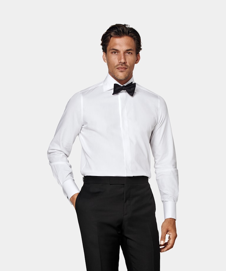 SUITSUPPLY Coton égyptien - Testa Spa, Italie Chemise de smoking en twill coupe Tailored blanche