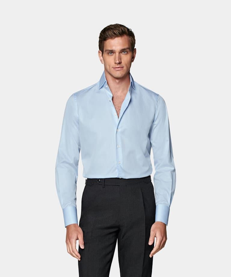 SUITSUPPLY Coton égyptien - Thomas Mason, Italie Chemise coupe Tailored en twill bleu clair