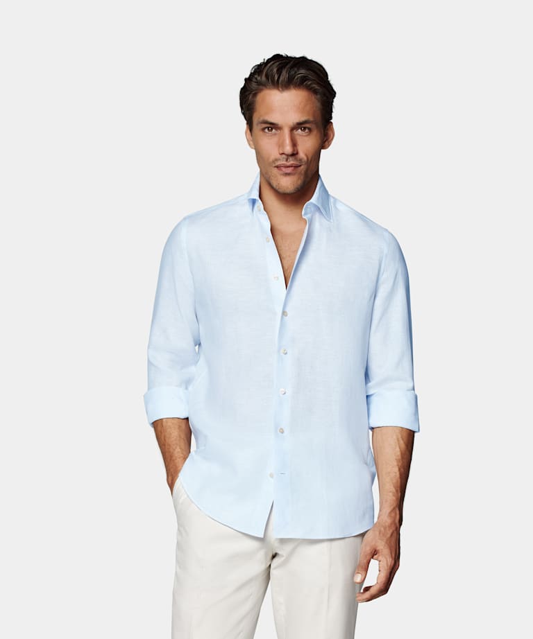 SUITSUPPLY Pur lin - Albini, Italie Chemise coupe tailored bleu clair