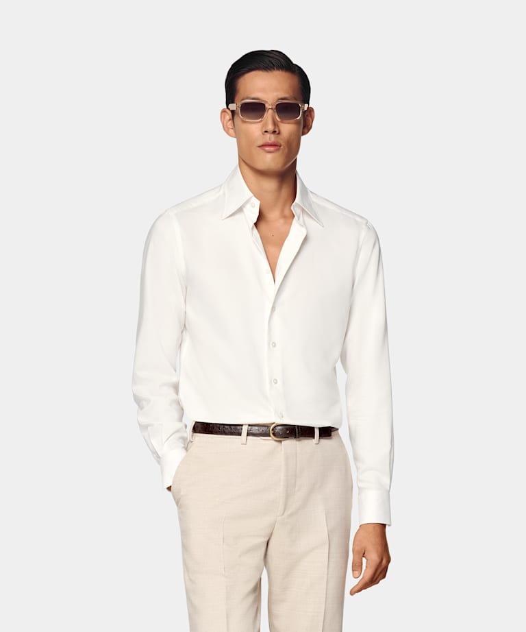 SUITSUPPLY Lyocell by Testa 1919 Srl, Italy Off-White Tailored Fit Shirt