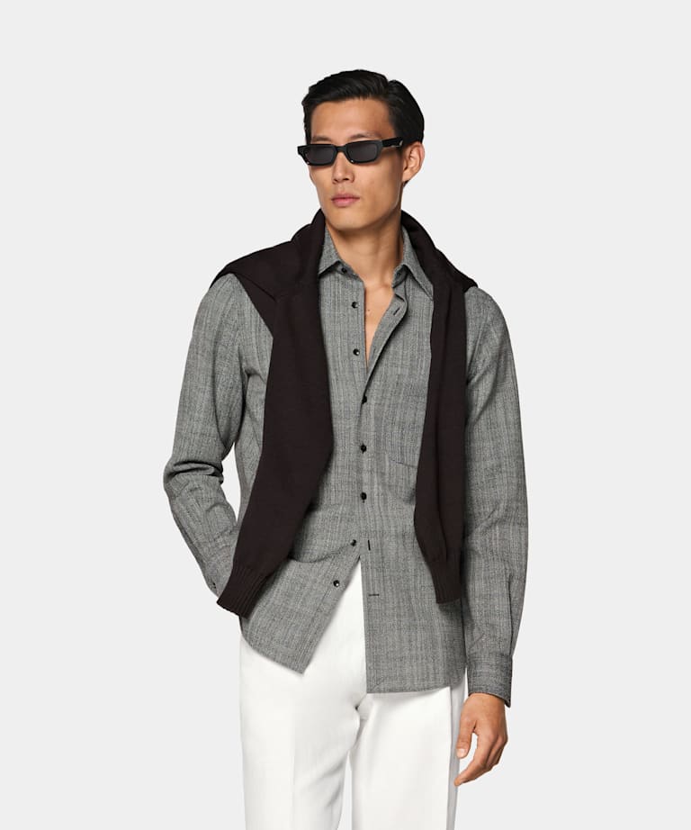 SUITSUPPLY M&eacute;lange de laine - Emmetex, Italie Surchemise en m&eacute;lange de laine noire