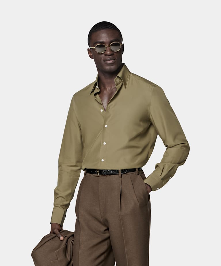 SUITSUPPLY Lyocell by Sidogras, Spain Green Lyocell Shirt