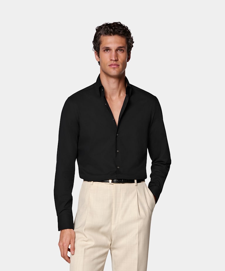 SUITSUPPLY Egyptian Cotton - Albini, Italie Black Cotton Shirt
