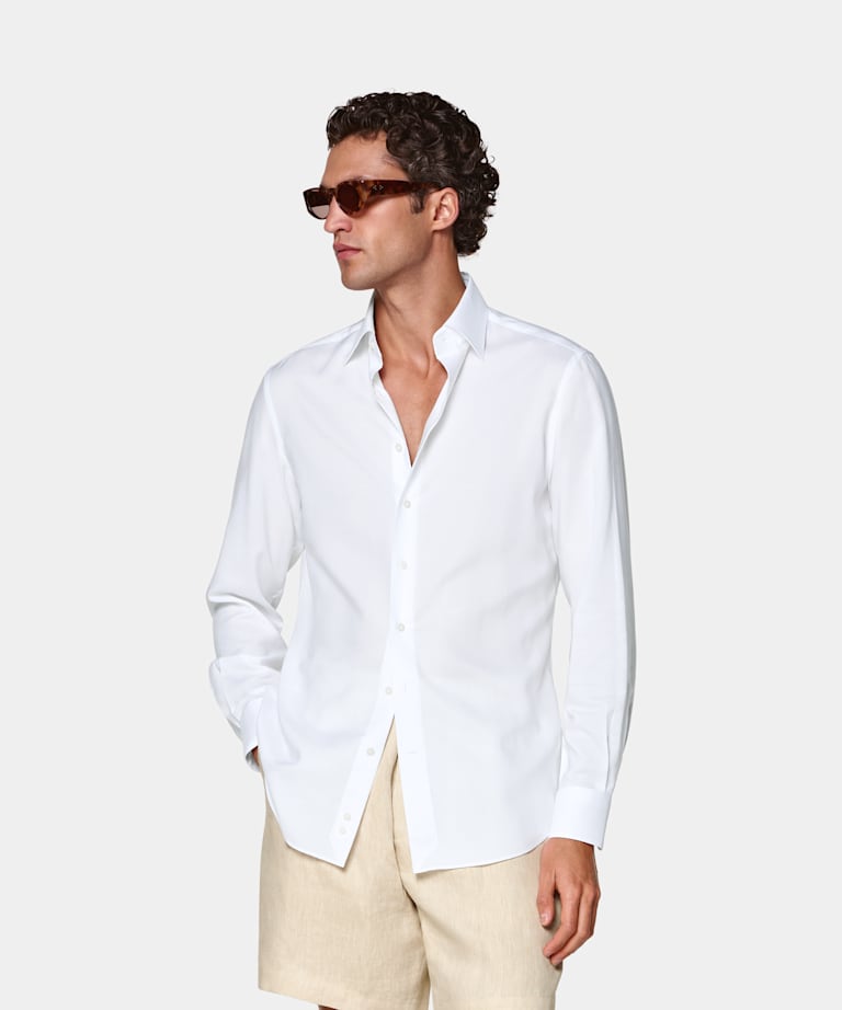 SUITSUPPLY Lyocell by Testa 1919 Srl, Italy White Lyocell Shirt