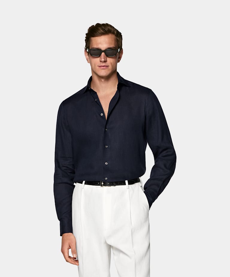 SUITSUPPLY Pure Linen by Baird McNutt, United Kingdom Navy Linen Shirt