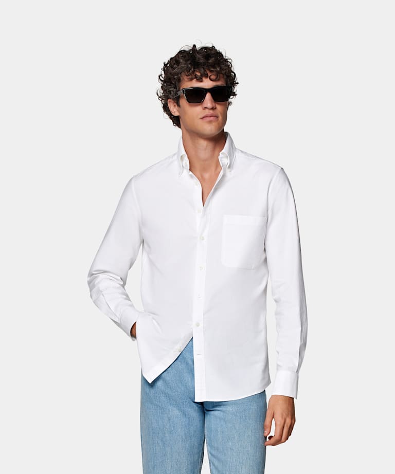 SUITSUPPLY Egyptian Cotton by Testa Spa, Italy White Oxford Slim Fit Shirt