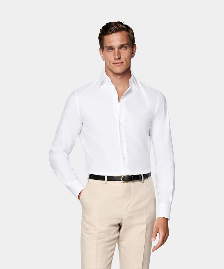 SUITSUPPLY Algodón egipcio de Albini, Italia Camisa con cuello clásico blanco