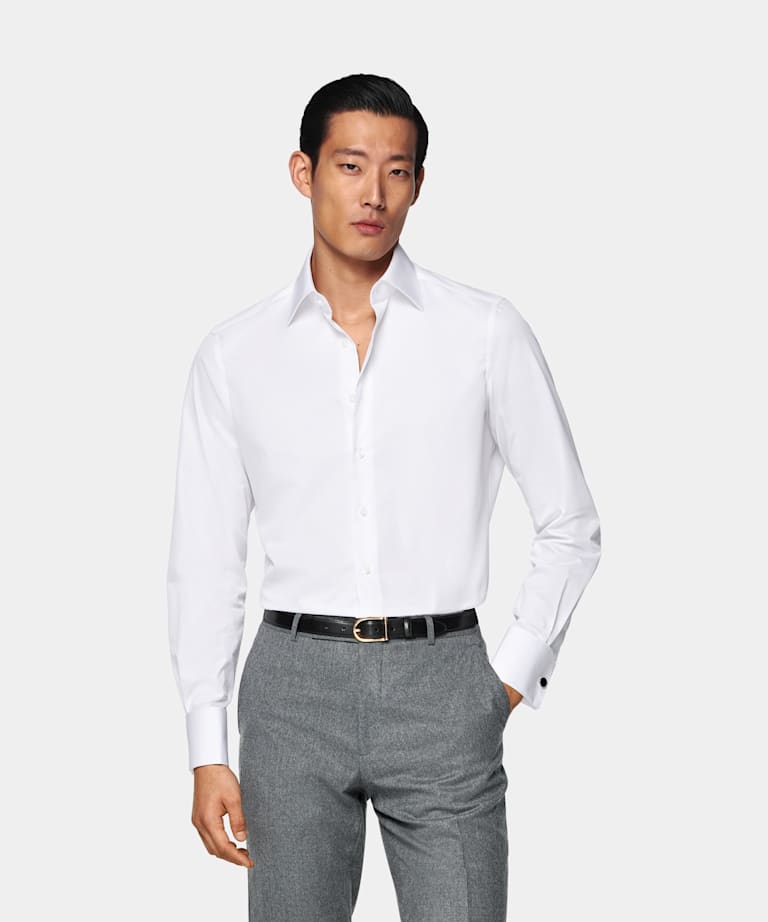 SUITSUPPLY Egyptian Cotton by Thomas Mason, Italy White Classic Collar Shirt