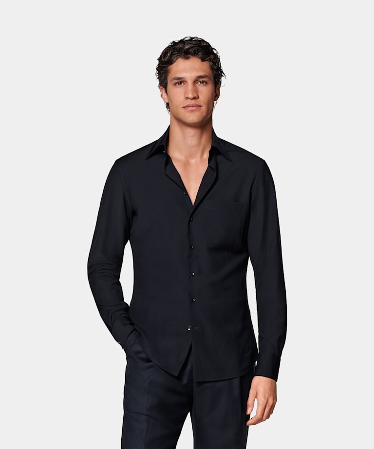 SUITSUPPLY Pure Wool - Reda, Italie Navy Tailored Fit Shirt