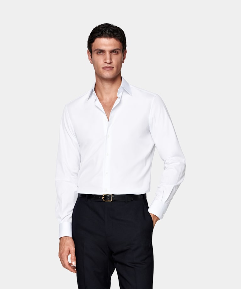 SUITSUPPLY Algodón egipcio de Testa 1919 Srl, Italia Camisa con cuello clásico blanco