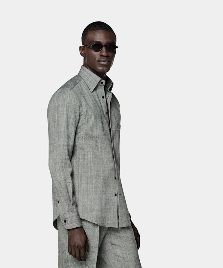 SUITSUPPLY Wool Blend by Emmetex, Italy Black Wool Blend Overshirt