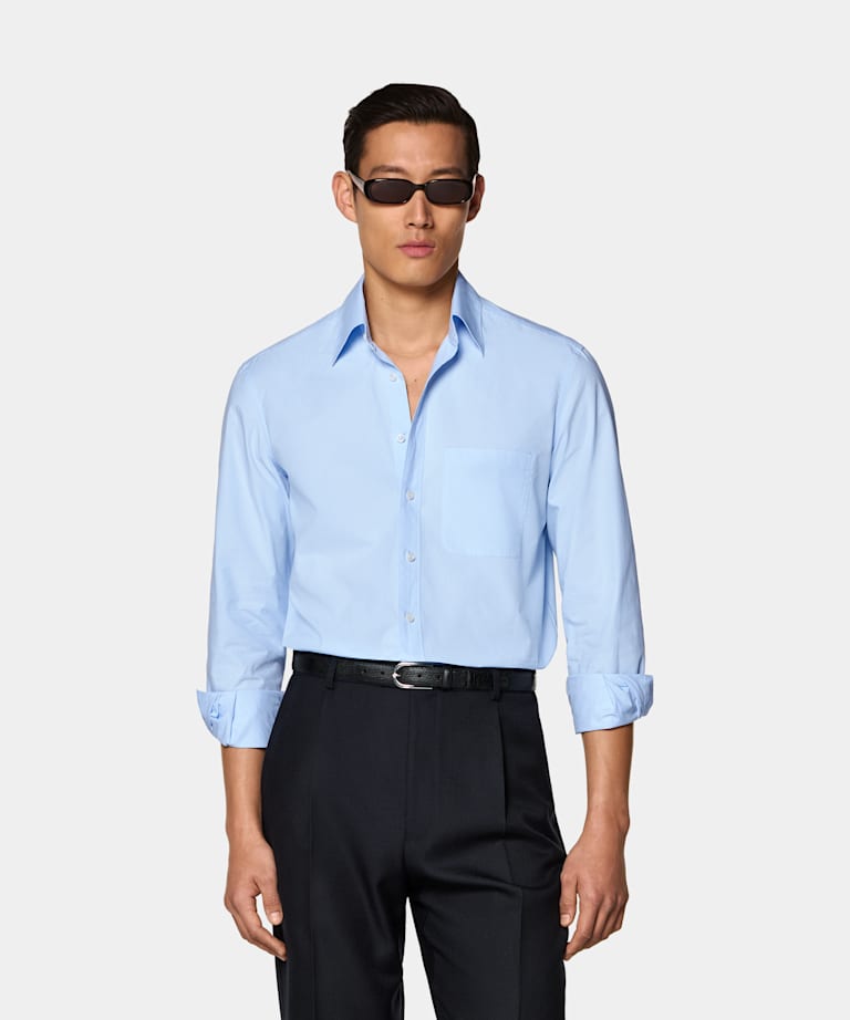 SUITSUPPLY Pur coton - Sidogras, Espagne Chemise en coton bleu clair