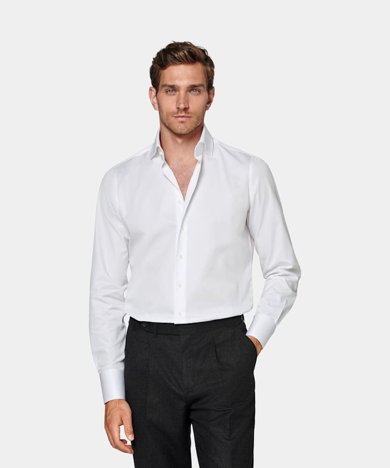 SUITSUPPLY Egyptian Cotton by Thomas Mason, Italy White Twill Extra Slim Fit Shirt