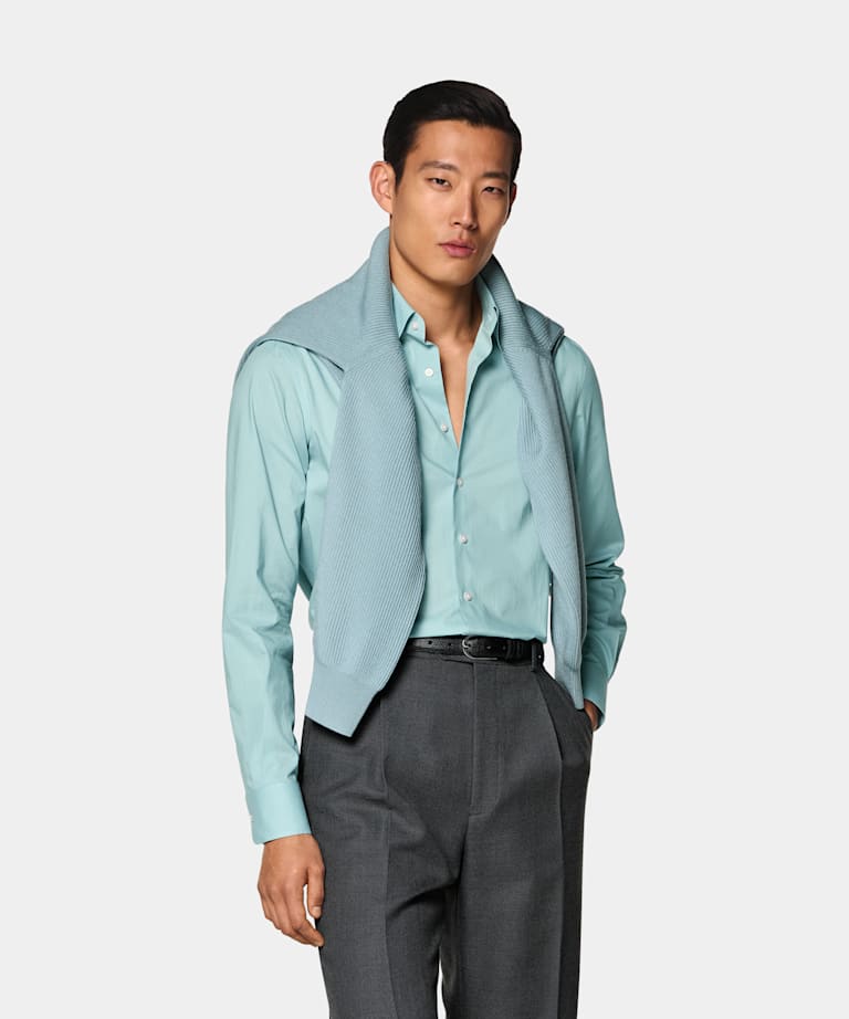 SUITSUPPLY Egyptian Cotton by Albini, Italy Light Blue Cotton Shirt