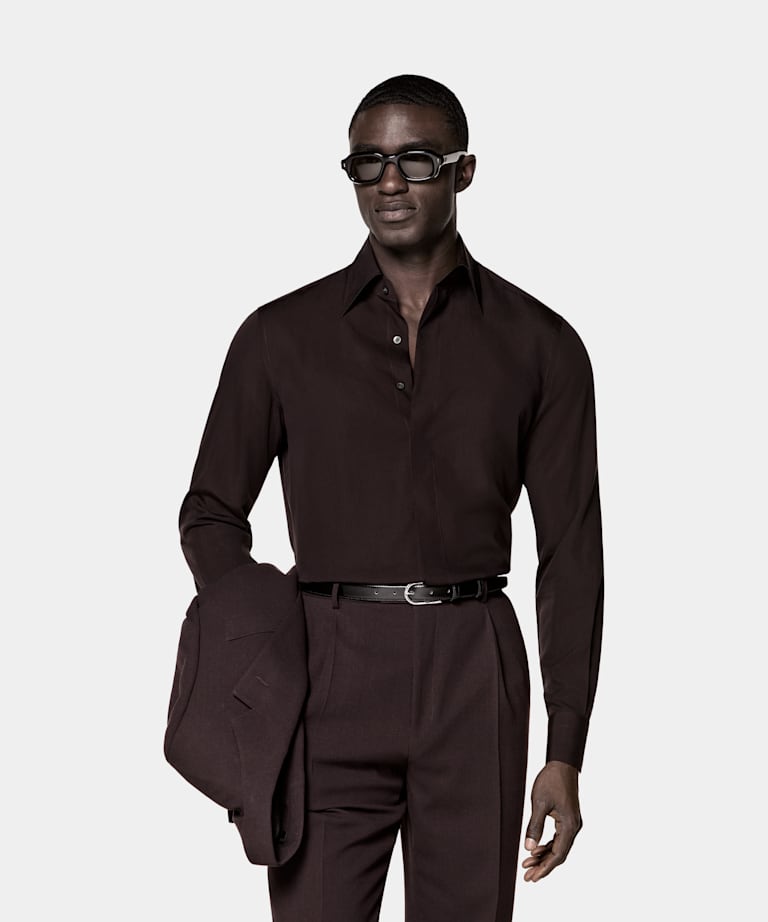 SUITSUPPLY Lyocell Silk - Albini, Italie Dark Red Lyocell SIlk Shirt