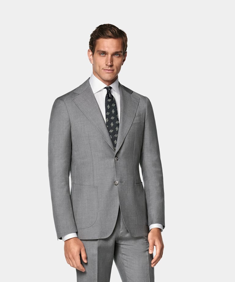 SUITSUPPLY All Season Pure S130's Wool by Vitale Barberis Canonico, Italy Mid Grey Perennial Tailored Fit Havana Suit
