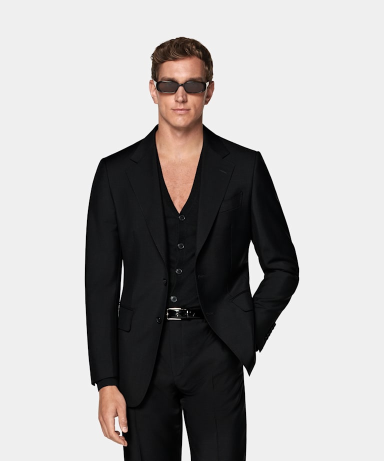SUITSUPPLY All Season Lana-mohair de Vitale Barberis Canonico, Italia Traje Milano negro corte Tailored