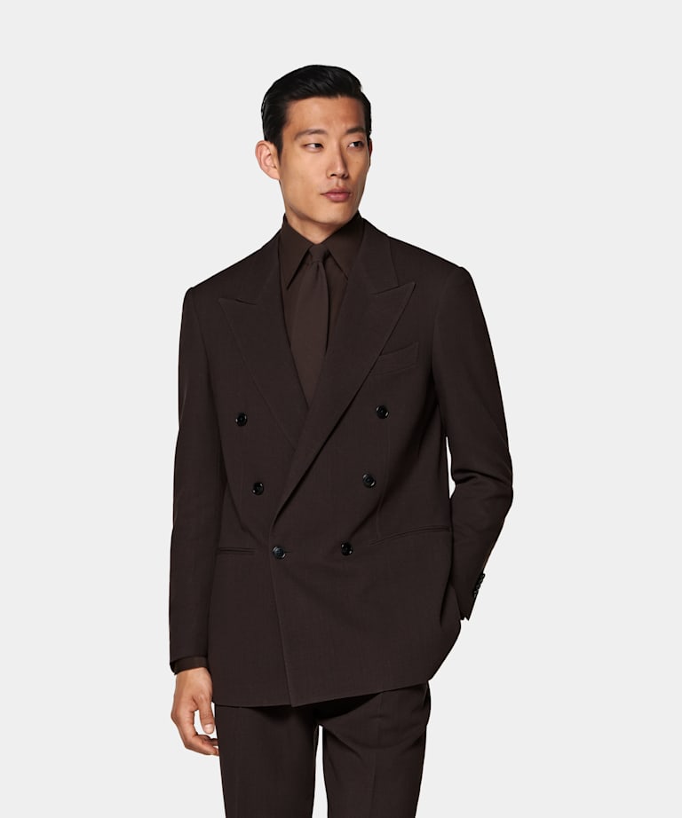 Light Blue Three-Piece Lazio Suit in Wool Silk Linen