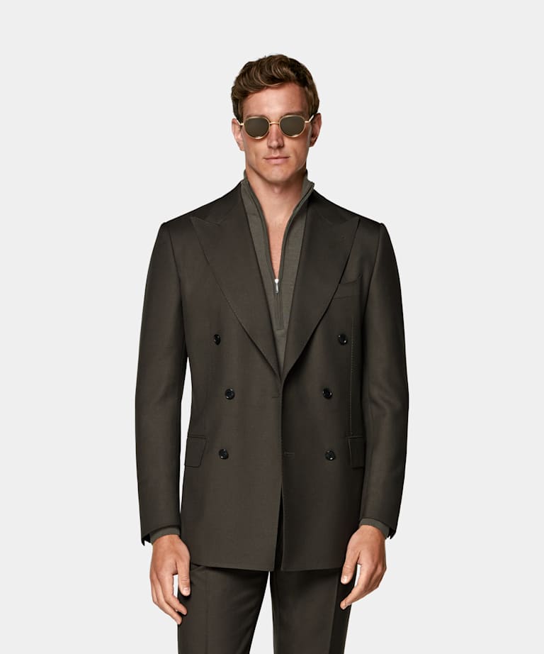 SUITSUPPLY All Season Pure Wool by Vitale Barberis Canonico, Italien Dark Green Tailored Fit Milano Suit