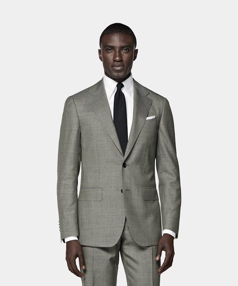 SUITSUPPLY All Season Pure Tropical Wool by Vitale Barberis Canonico, Italy Mid Green Perennial Tailored Fit Havana Suit