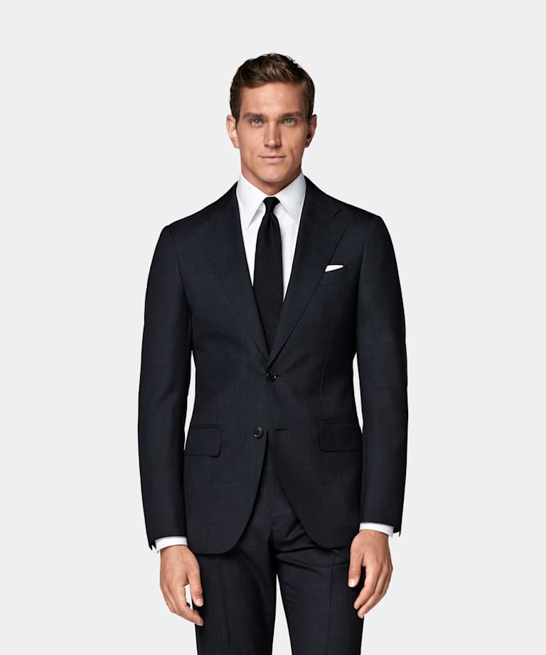 SUITSUPPLY All Season Pure Tropical Wool by Vitale Barberis Canonico, Italy Navy Perennial Tailored Fit Havana Suit