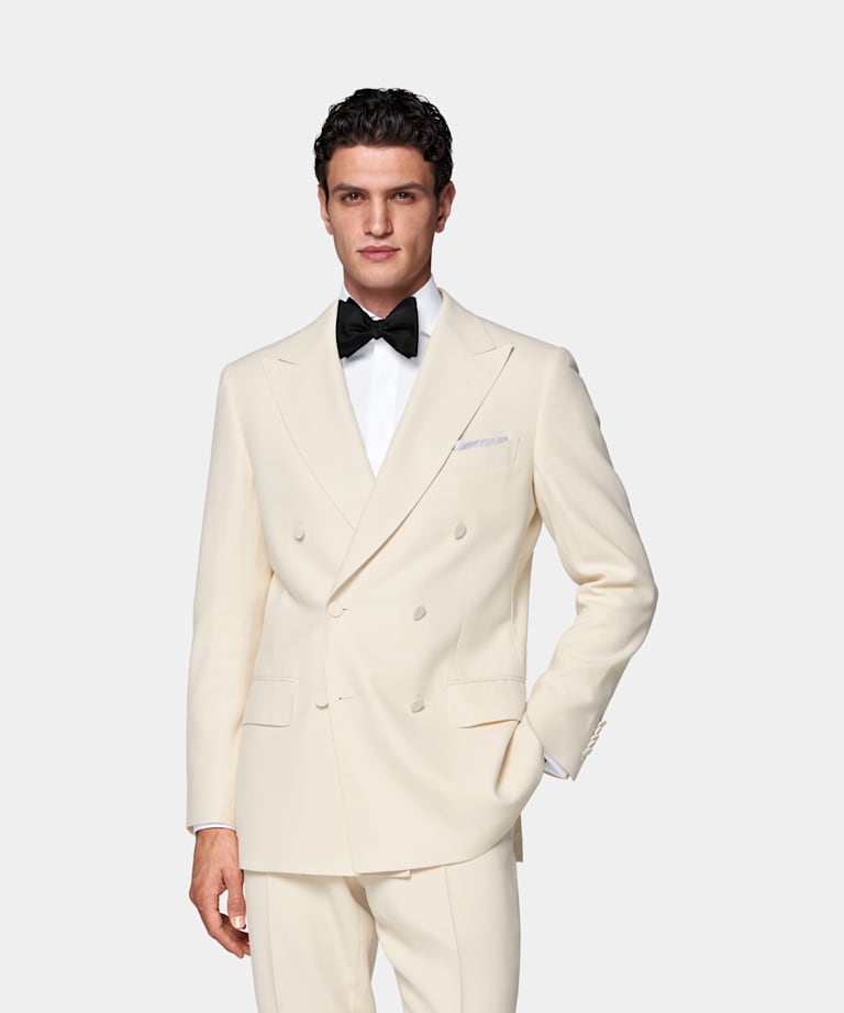 SUITSUPPLY All season Viscose laine par Emmetex, Italie Smoking Milano coupe Tailored blanc cassé