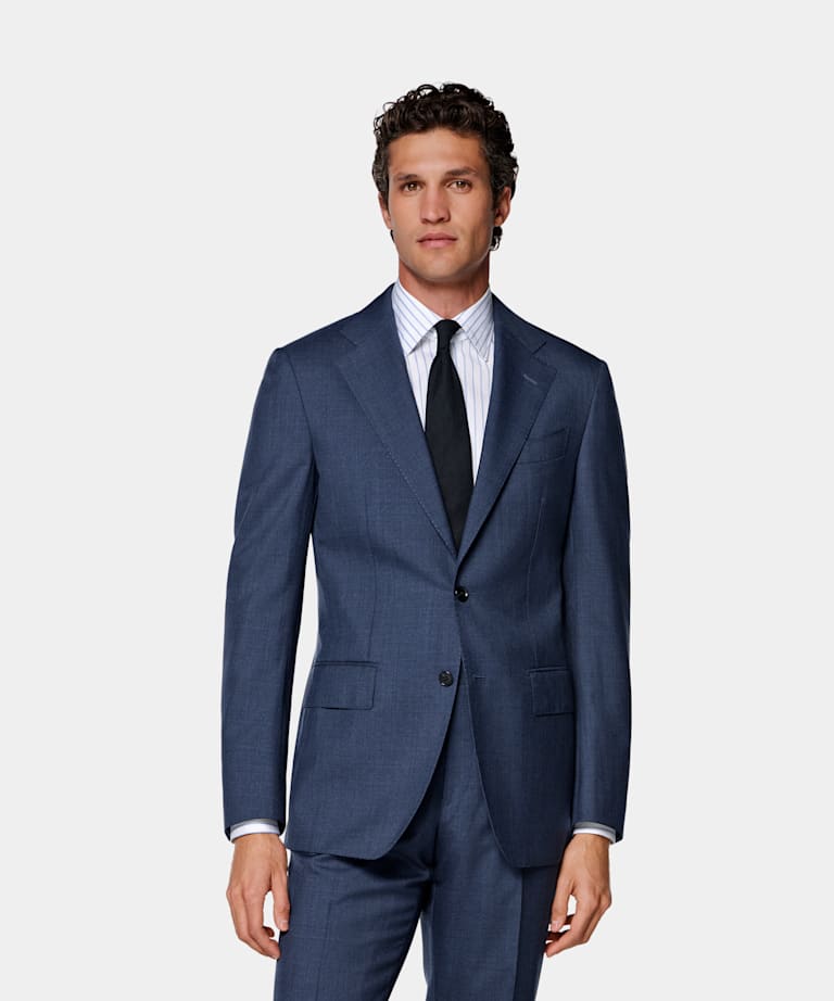 SUITSUPPLY All season Pure laine tropicale par Vitale Barberis Canonico, Italie Costume Perennial Havana coupe Tailored bleu moyen