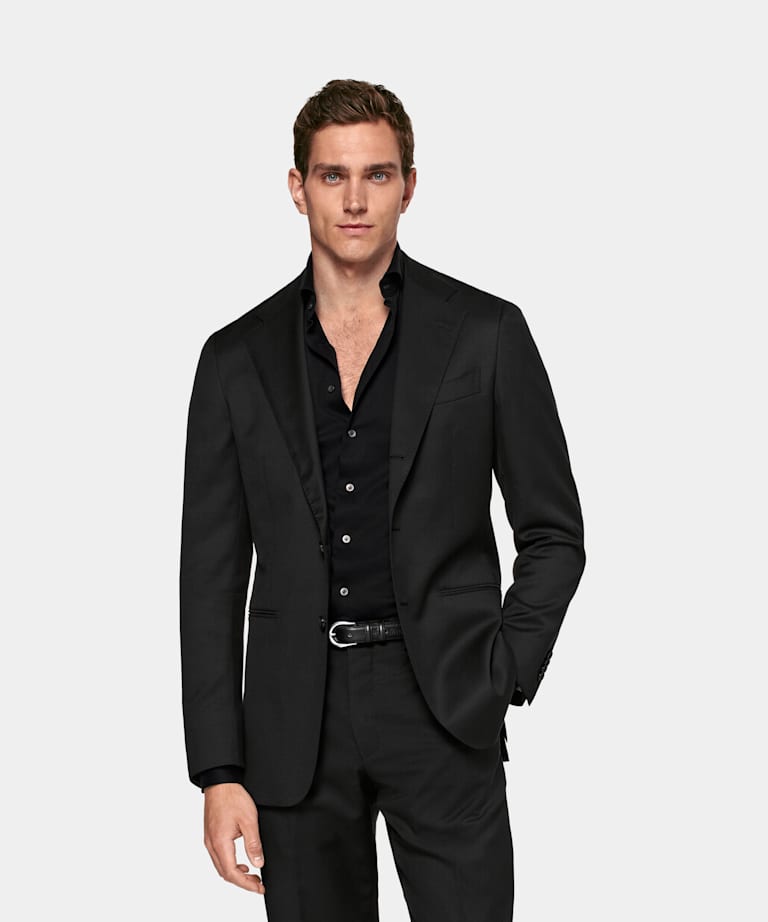 SUITSUPPLY Pure S110's Wool by Reda, Italy Black Perennial Havana Suit