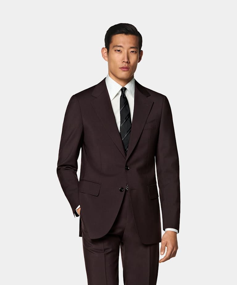 SUITSUPPLY All Season Wełna/moher - mieszanka od Vitale Barberis Canonico, Włochy Garnitur Milano tailored fit ciemnoczerwony
