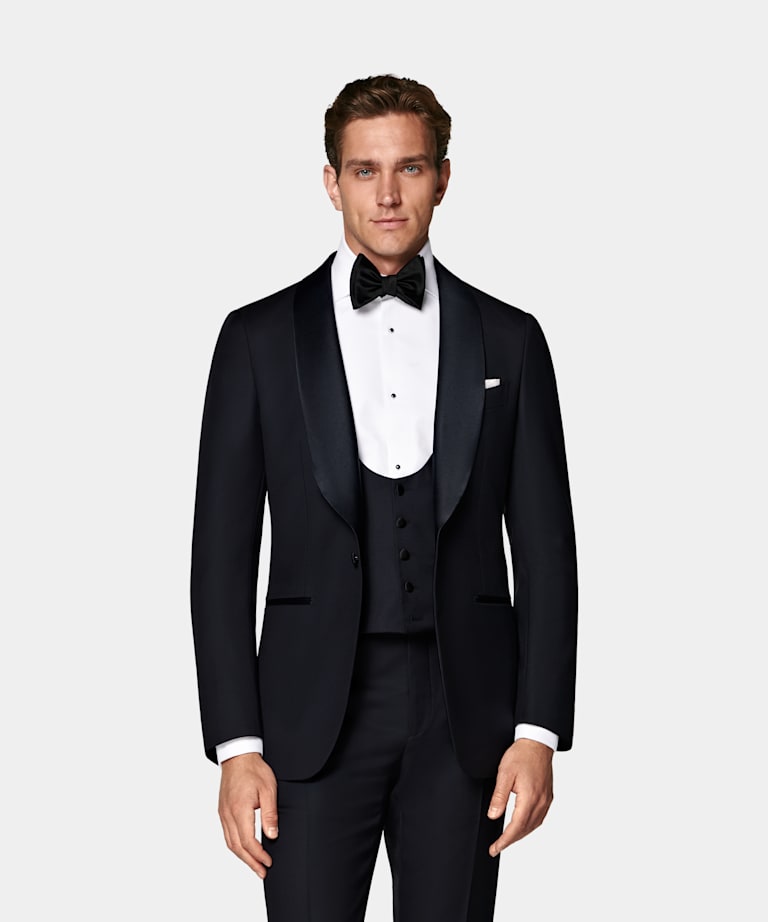 SUITSUPPLY Pure S110's Wool by Vitale Barberis Canonico, Italy Navy Tuxedo Waistcoat