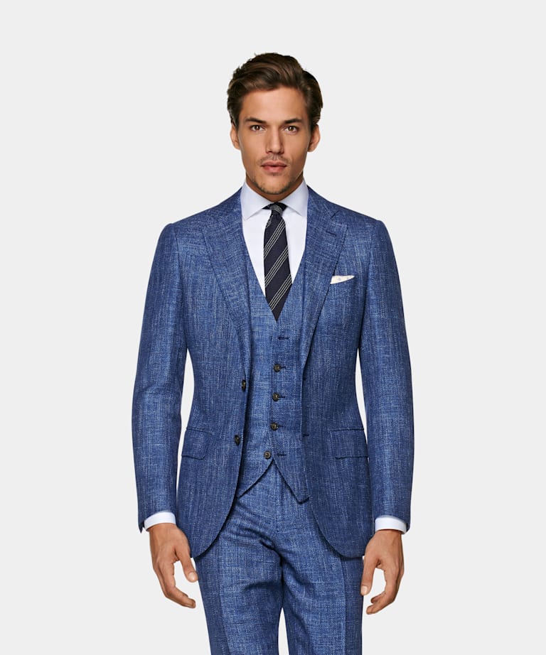 Light Blue Waistcoat | Wool Silk Linen | Suitsupply Online Store