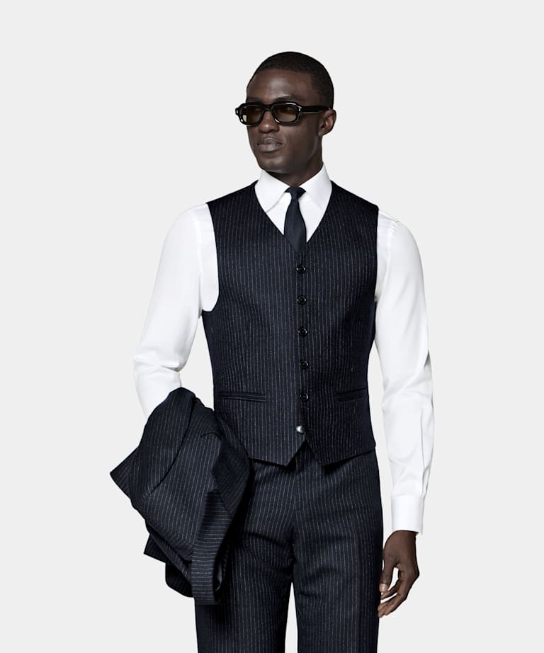 SUITSUPPLY Pure Wool - Savile Clifford, Regno Unito Navy Striped Waistcoat